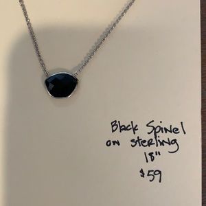 Black spinel on sterling silver pendant